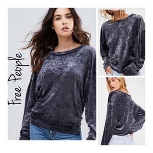 We The Free Crushed Velvet Sweatshirt - Grey